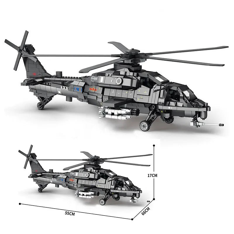 Building Blocks MOC Military WZ-10 Gunship Attack Helicopter Bricks Toy - 6