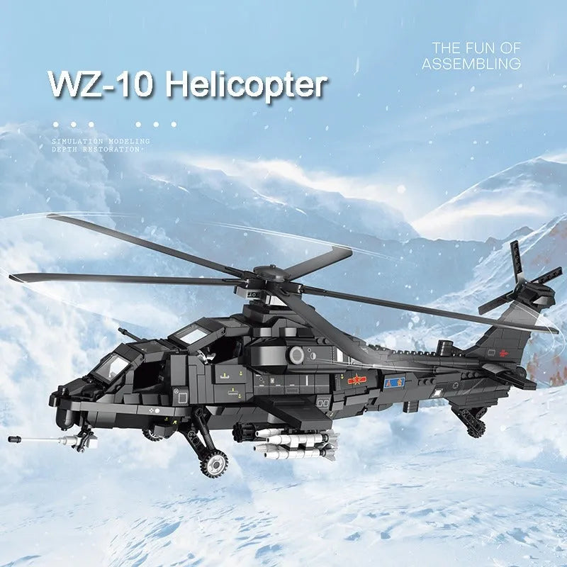 Building Blocks MOC Military WZ-10 Gunship Attack Helicopter Bricks Toy - 3
