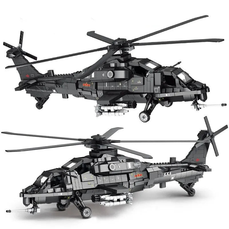 Building Blocks MOC Military WZ-10 Gunship Attack Helicopter Bricks Toy - 1