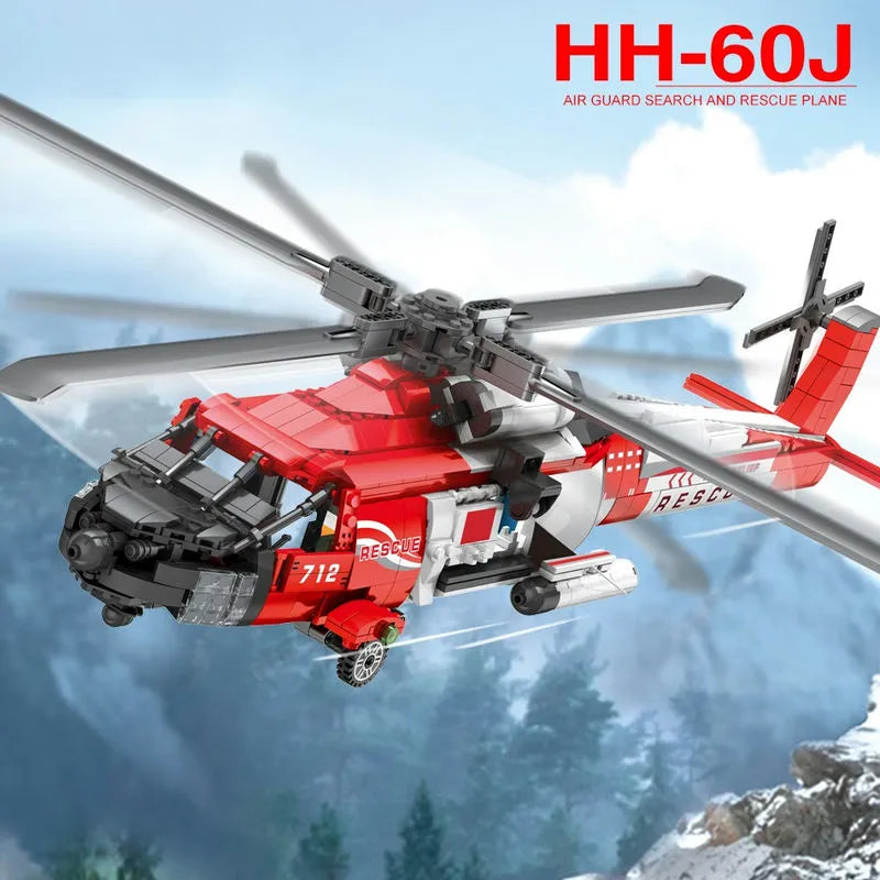Building Blocks Tech HH-60J Search And Rescue Helicopter Bricks Toy - 2