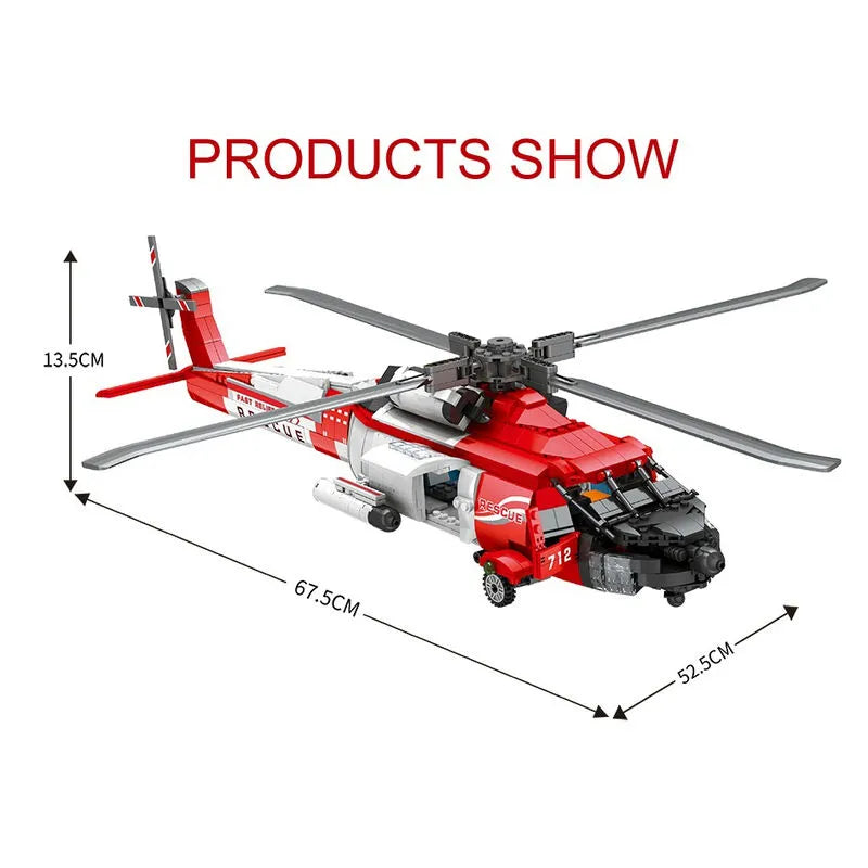 Building Blocks Tech HH-60J Search And Rescue Helicopter Bricks Toy - 6