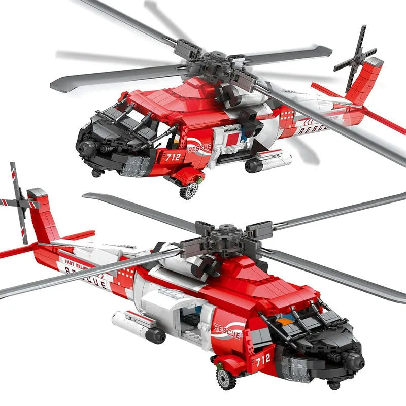 Building Blocks Tech HH-60J Search And Rescue Helicopter Bricks Toy - 1