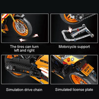 Thumbnail for Building Blocks Tech MOC Bike BMW HP2 Racing Motorcycle Bricks Toy 82002 Construction Set Toys - 6