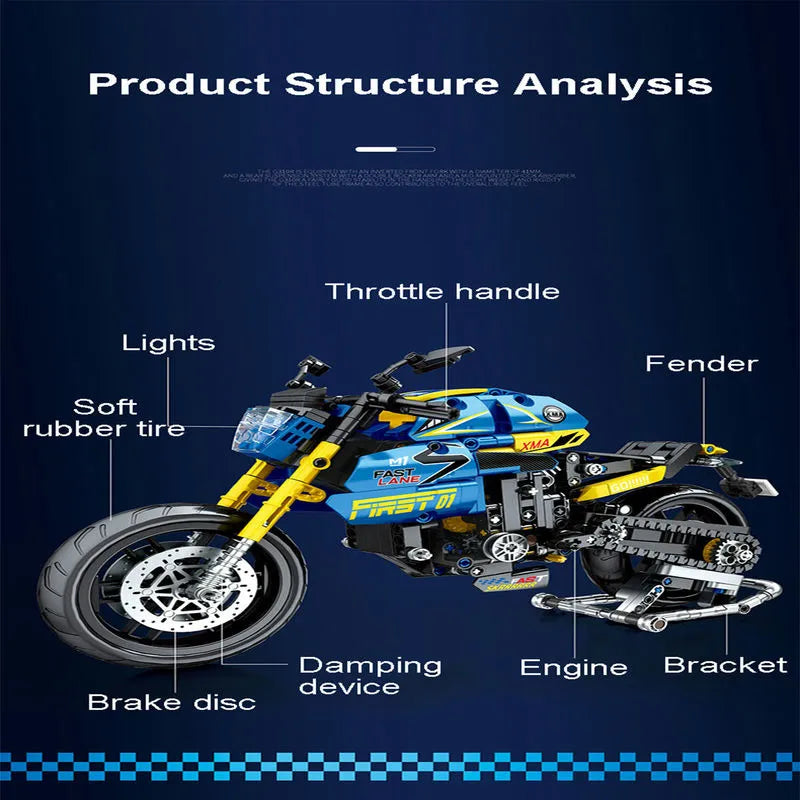 Building Blocks Tech MOC Bikes BMW G310R Racing Motorcycle Bricks Toy 82001 Construction Set Toys - 7