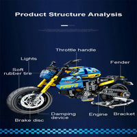 Thumbnail for Building Blocks Tech MOC Bikes BMW G310R Racing Motorcycle Bricks Toy 82001 - 7