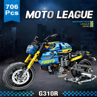 Thumbnail for Building Blocks Tech MOC Bikes BMW G310R Racing Motorcycle Bricks Toy 82001 - 2