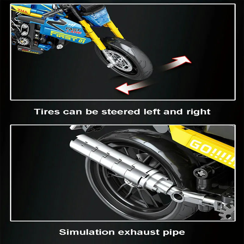 Building Blocks Tech MOC Bikes BMW G310R Racing Motorcycle Bricks Toy 82001 Construction Set Toys - 9