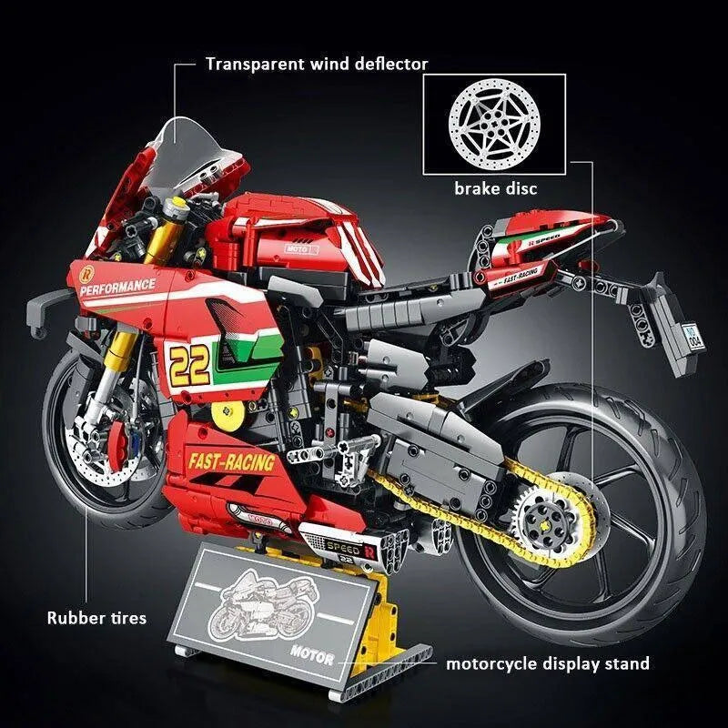 Building Blocks Tech MOC Ducati V4R Sport Motorcycle Bricks Toys 85004 - 4