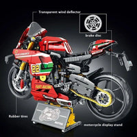 Thumbnail for Building Blocks Tech MOC Ducati V4R Sport Motorcycle Bricks Toys 85004 - 4