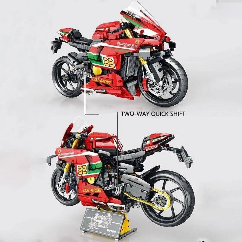 Building Blocks Tech MOC Ducati V4R Sport Motorcycle Bricks Toys 85004 - 7
