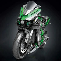 Thumbnail for Building Blocks Tech MOC H2 Racing Motorcycle Bricks Toys 85003 - 8