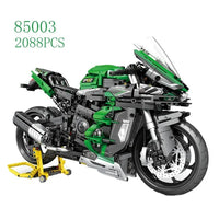 Thumbnail for Building Blocks Tech MOC H2 Racing Motorcycle Bricks Toys 85003 - 6