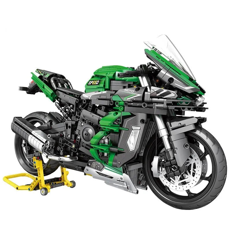 Building Blocks Tech MOC H2 Racing Motorcycle Bricks Toys 85003 - 1