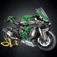 Thumbnail for Building Blocks Tech MOC H2 Racing Motorcycle Bricks Toys 85003 - 7