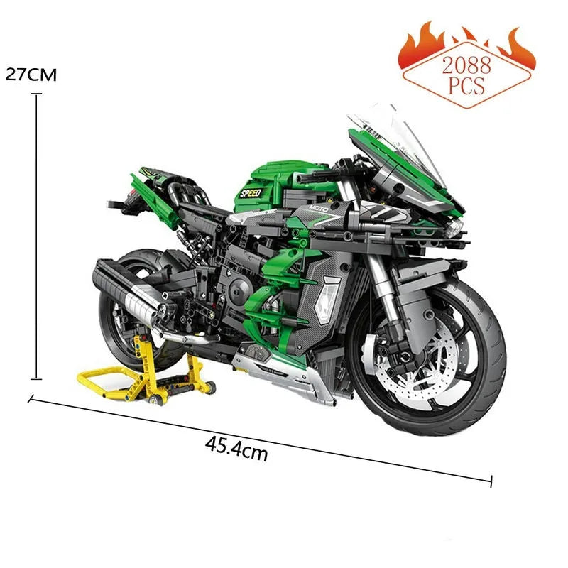 Building Blocks Tech MOC H2 Racing Motorcycle Bricks Toys 85003 - 10