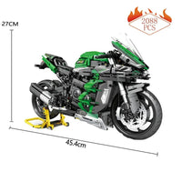 Thumbnail for Building Blocks Tech MOC H2 Racing Motorcycle Bricks Toys 85003 - 10