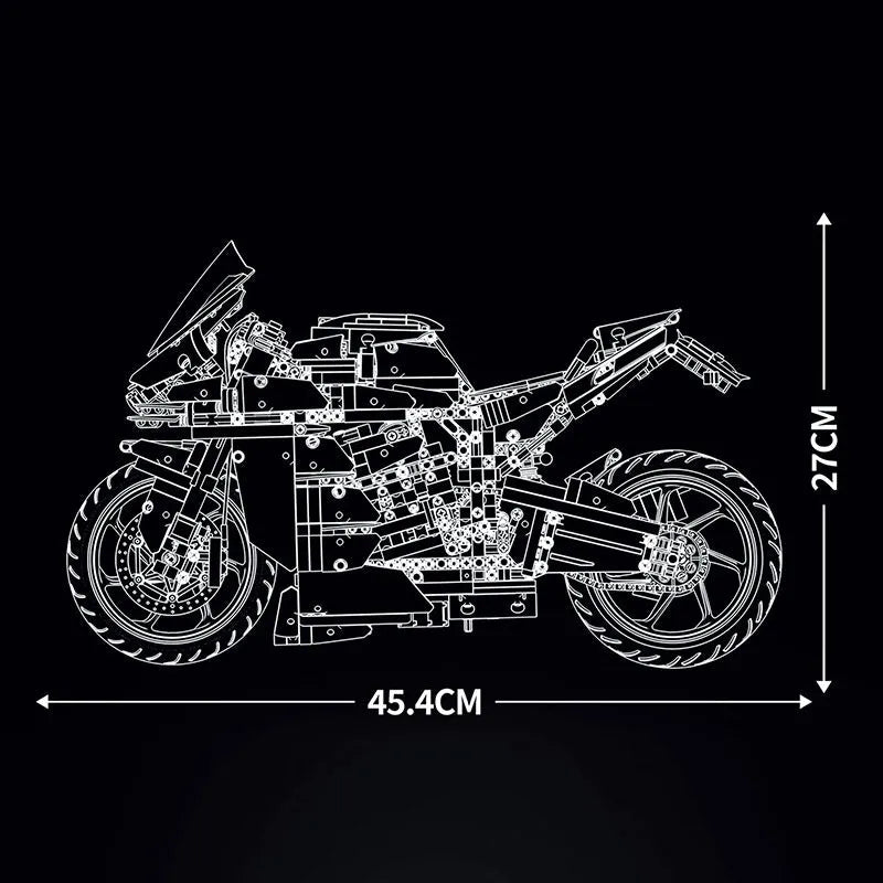 Building Blocks Tech MOC H2 Racing Motorcycle Bricks Toys 85003 - 4