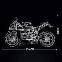 Thumbnail for Building Blocks Tech MOC H2 Racing Motorcycle Bricks Toys 85003 - 4