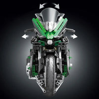 Thumbnail for Building Blocks Tech MOC H2 Racing Motorcycle Bricks Toys 85003 - 3