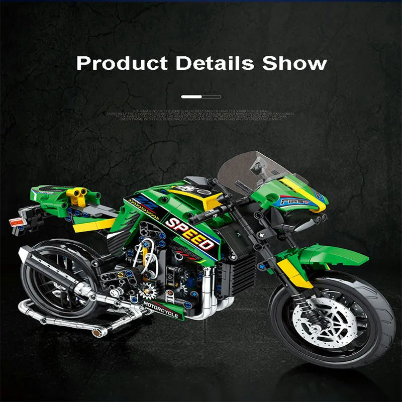 Building Blocks Tech MOC Kawasaki Z900 Racing Motorcycle Bricks Toys 82004 - 7