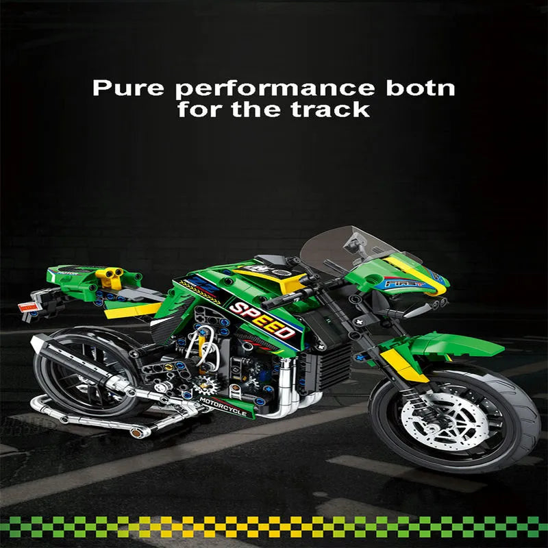 Building Blocks Tech MOC Kawasaki Z900 Racing Motorcycle Bricks Toys 82004 - 5
