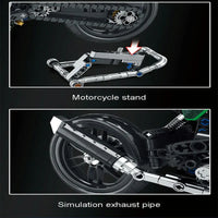 Thumbnail for Building Blocks Tech MOC Kawasaki Z900 Racing Motorcycle Bricks Toys 82004 - 9