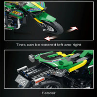 Thumbnail for Building Blocks Tech MOC Kawasaki Z900 Racing Motorcycle Bricks Toys 82004 - 8