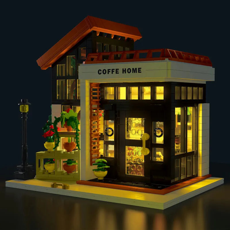 Building Blocks City Expert Sunshine Coffee Store House LED Bricks Toy 031062 - 4
