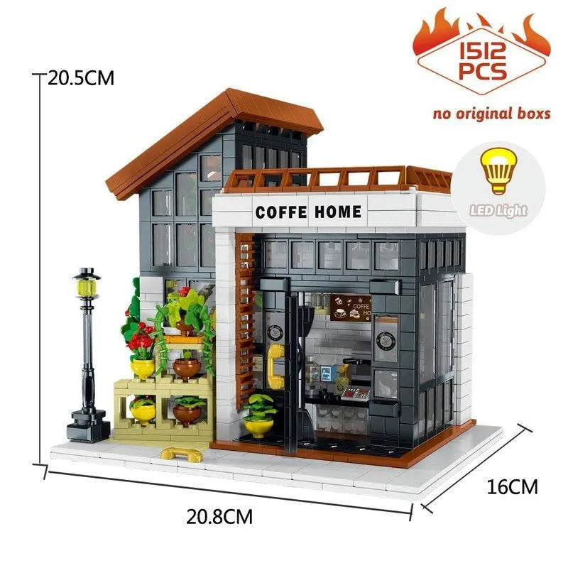 Building Blocks City Expert Sunshine Coffee Store House LED Bricks Toy 031062 - 3