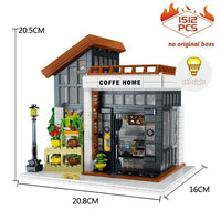 Thumbnail for Building Blocks City Expert Sunshine Coffee Store House LED Bricks Toy 031062 - 3
