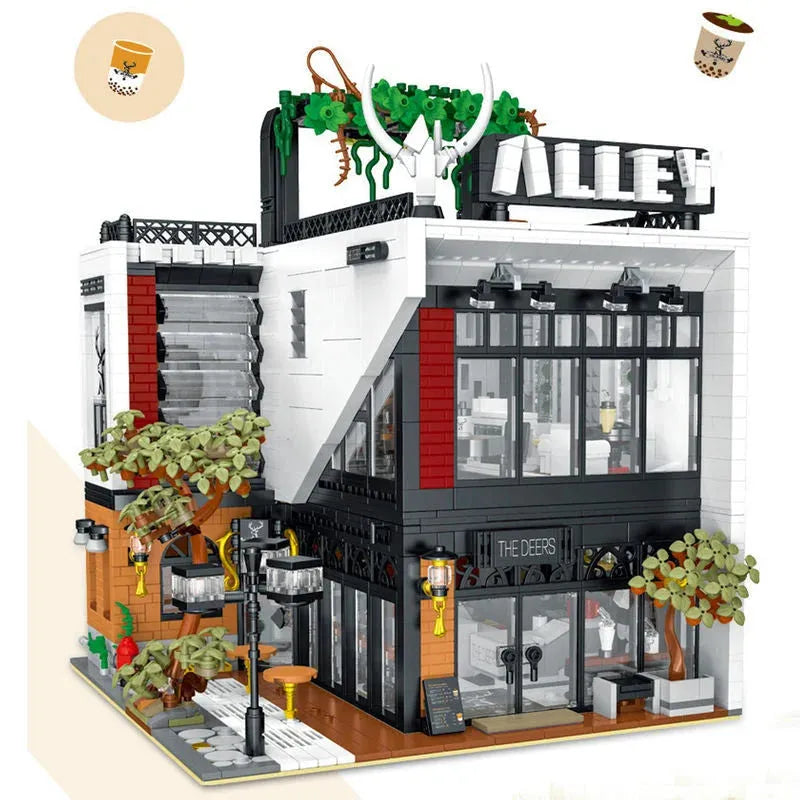 Building Blocks City Street Experts Deers Bubble MOC Tea Shop Bricks Toys - 3