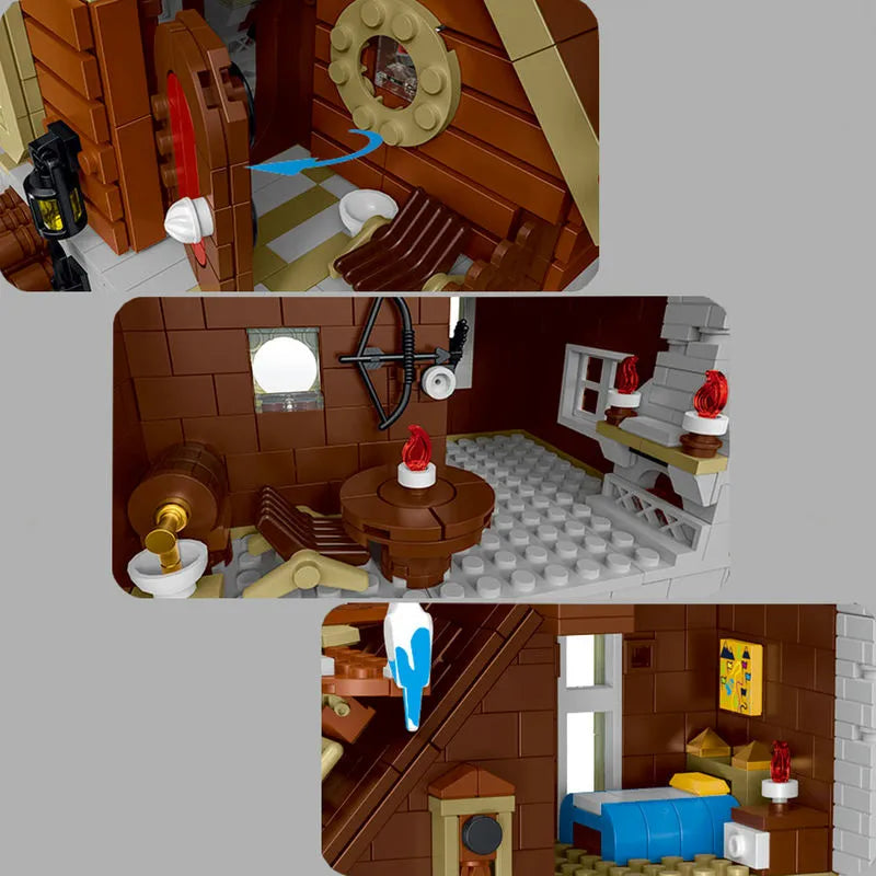 Building Blocks City Street Experts MOC Forest Cabin Villa LED Bricks Toys 031073 - 6
