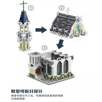 Thumbnail for Building Blocks Creator Street Expert MOC Medieval City Church Bricks Toy - 14