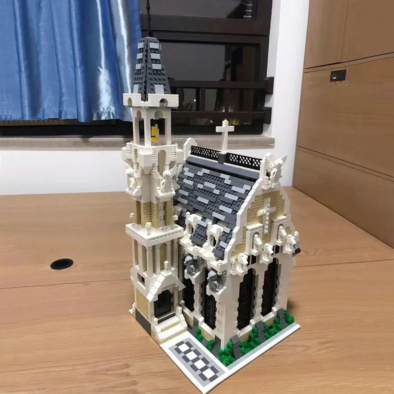 Building Blocks Creator Street Expert MOC Medieval City Church Bricks Toy - 11