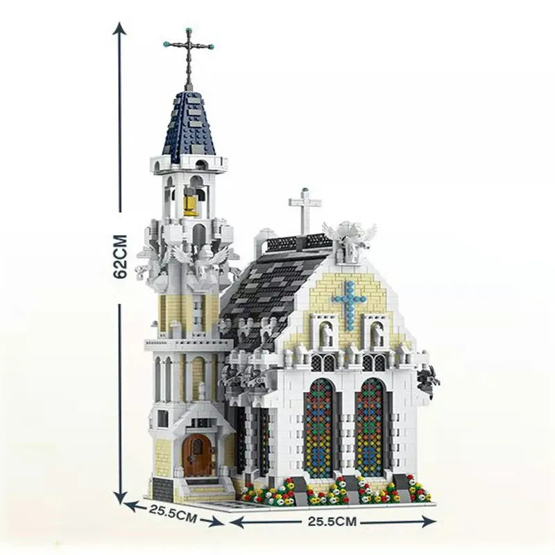 Building Blocks Creator Street Expert MOC Medieval City Church Bricks Toy - 3
