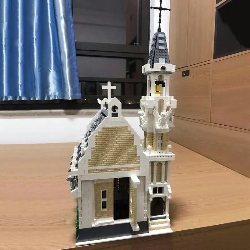 Building Blocks Creator Street Expert MOC Medieval City Church Bricks Toy - 13