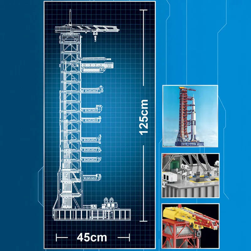 Building Blocks MOC Apollo Saturn V Umbilical Launch Tower Bricks Toy Construction Set Toys - 9