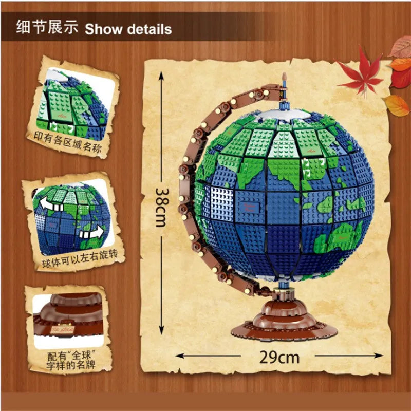 Building Blocks MOC Creator Expert Earth Globe World Map Bricks Toy 031001 - 3