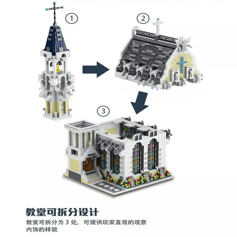 Building Blocks MOC Creator Expert Medieval City Church Bricks Toy 033006 - 17