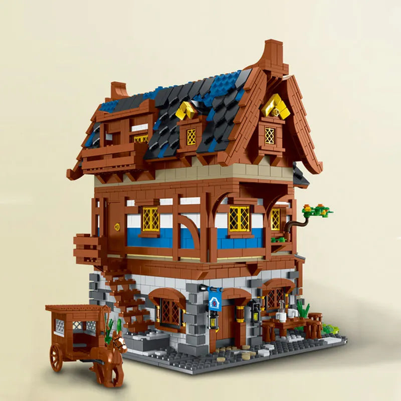 Building Blocks MOC Creator Expert Medieval Town Tavern Bricks Toy Construction Set Toys - 4