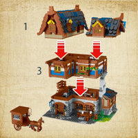 Thumbnail for Building Blocks MOC Creator Expert Medieval Town Tavern Bricks Toy - 9