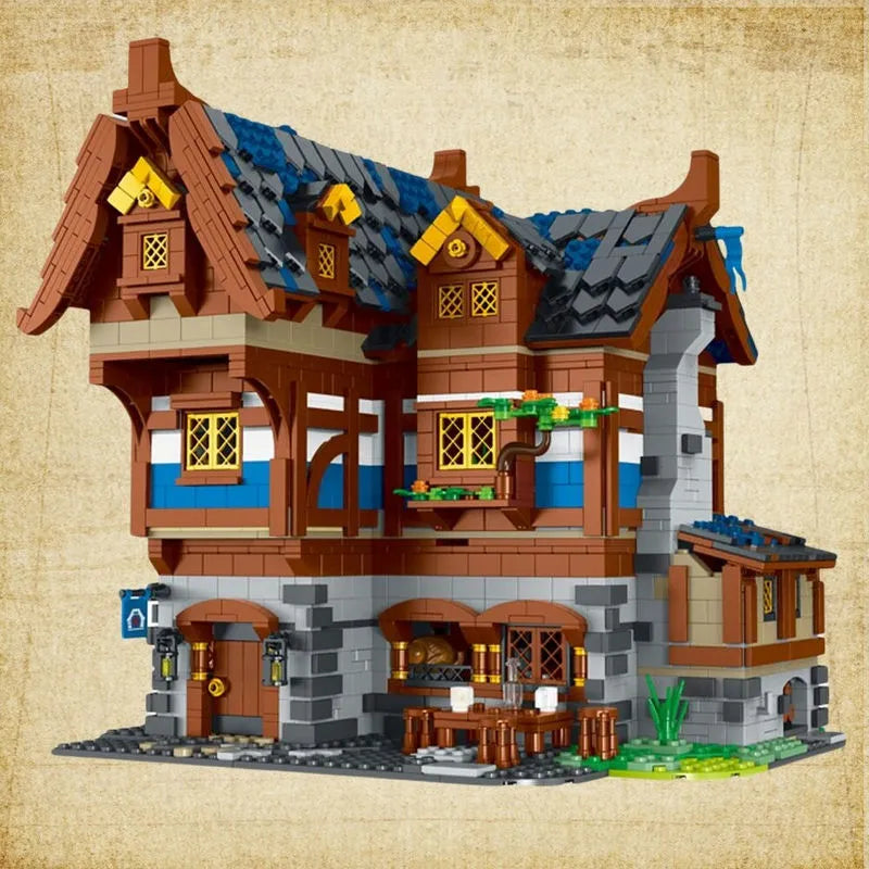 Building Blocks MOC Creator Expert Medieval Town Tavern Bricks Toy - 3