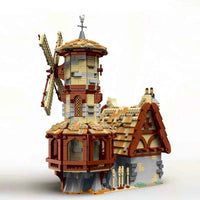 Thumbnail for Building Blocks MOC Creator Expert Medieval Town Windmill Bricks Toy - 11