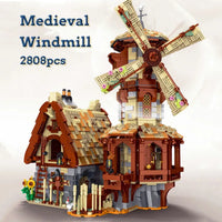 Thumbnail for Building Blocks MOC Creator Expert Medieval Town Windmill Bricks Toy - 4
