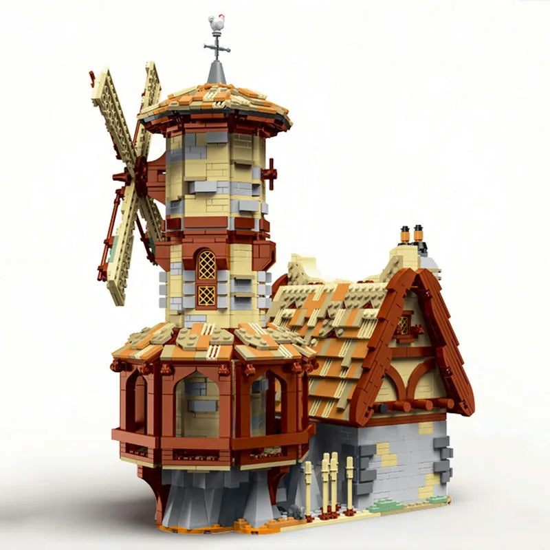 Building Blocks MOC Creator Expert Medieval Town Windmill Bricks Toy - 3