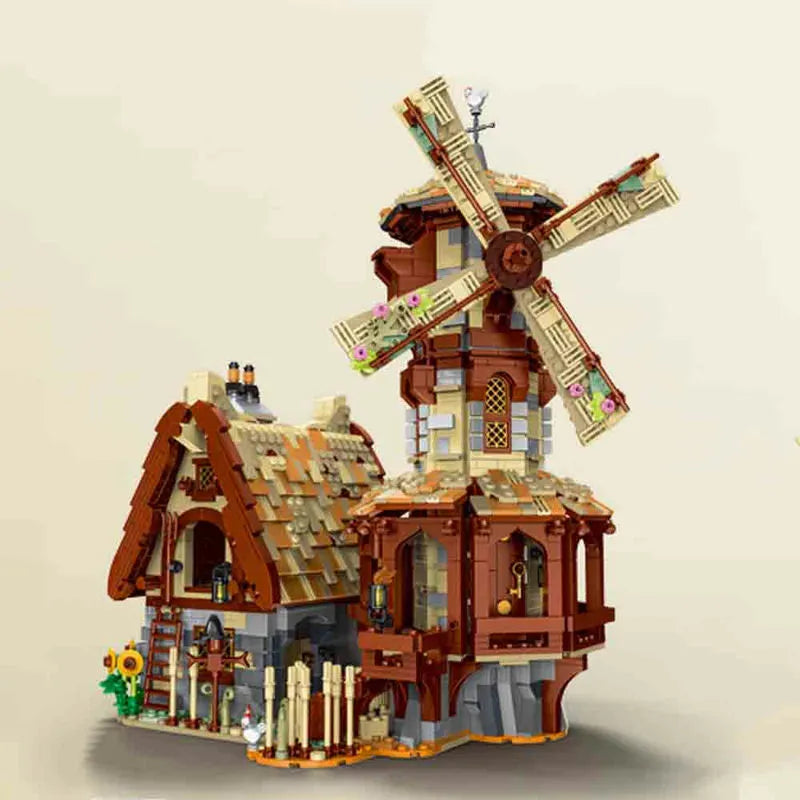 Building Blocks MOC Creator Expert Medieval Town Windmill Bricks Toy - 9
