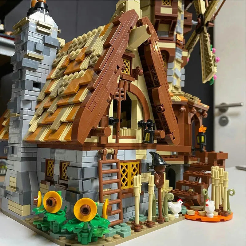 Building Blocks MOC Creator Expert Medieval Town Windmill Bricks Toy - 6
