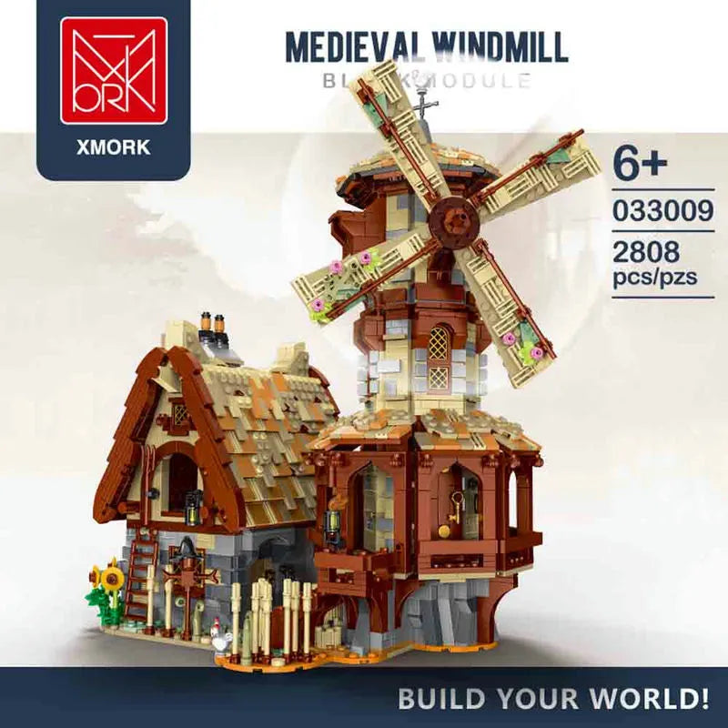Building Blocks MOC Creator Expert Medieval Town Windmill Bricks Toy - 2