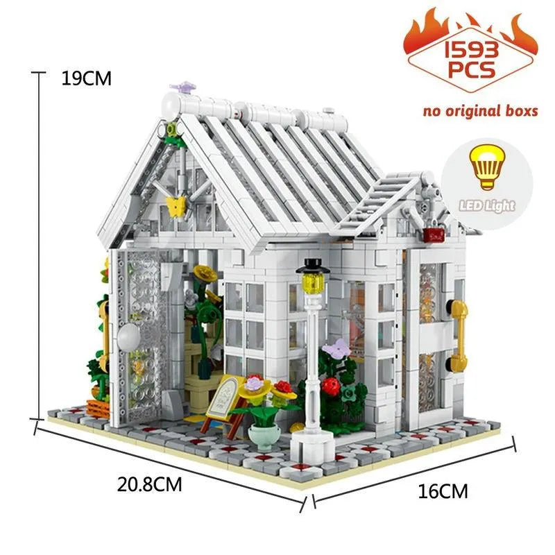 Building Blocks MOC Expert City Sunshine Flower Store LED Bricks Toy 031061 - 3