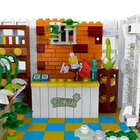 Thumbnail for Building Blocks MOC Expert City Sunshine Flower Store LED Bricks Toy 031061 - 4